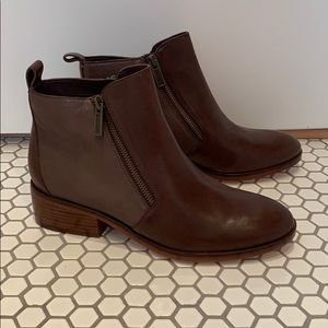 Cole Haan brown double zipper boot new 8.5